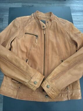 Women Tan Leather Marc New York Leather Jacket